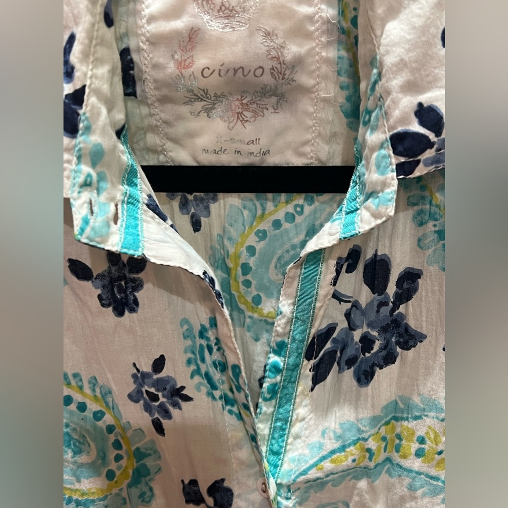 Cino Women's Blue & turquoise Paisley Boho Floral Print XS - Picture 2 of 4